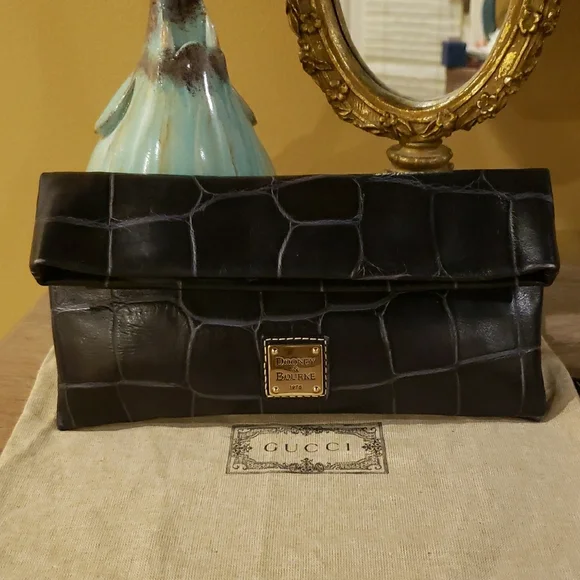 Dooney & Bourke Dennison Croc-Embossed Flap Clutch / Shoulder Bag (Dark Navy) - Picture 10 of 10